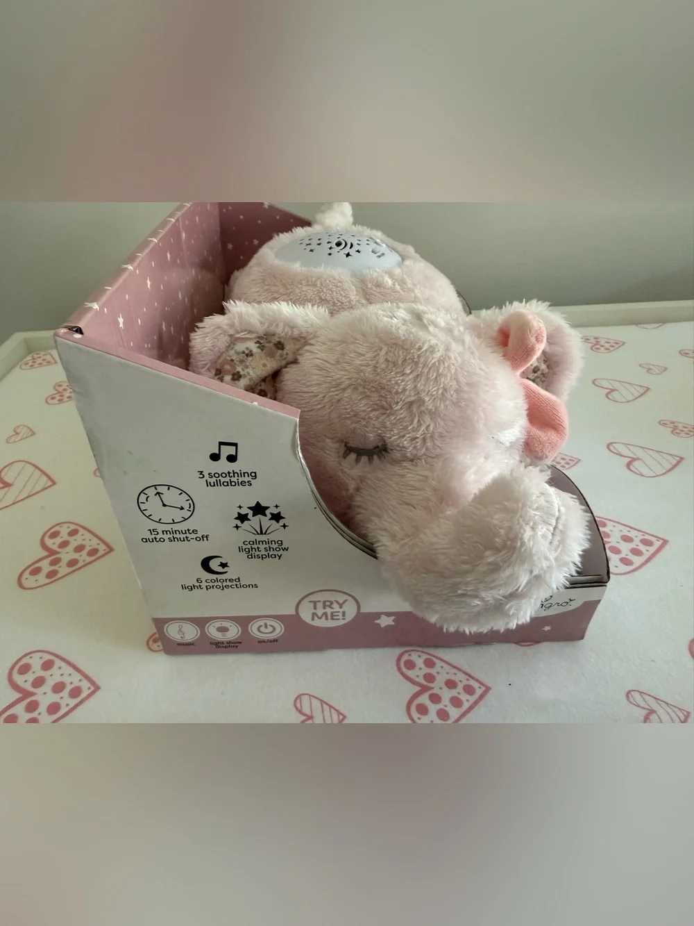 Dreamgro Lullaby Dreams Projector Soother - Pink Elephant Plush Baby Night Light